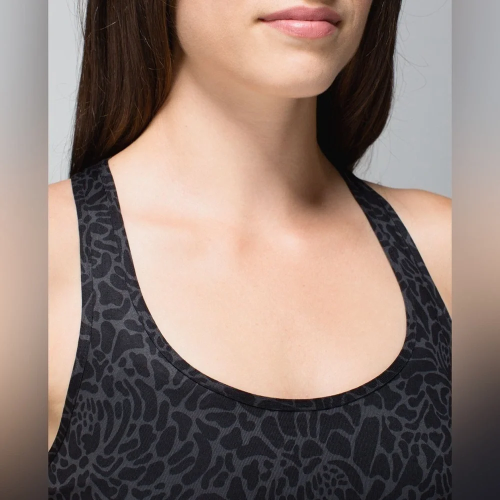 Lululemon Cool Racerback Petal Camo Printed‎ Black Deep Coal